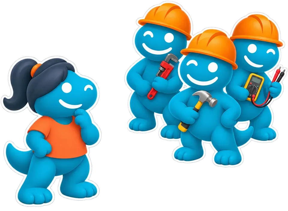 A customer considering which trade company can help with a job