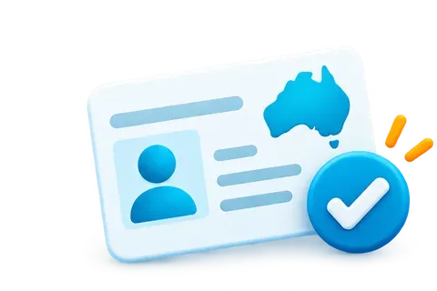 Illustrated contractor licence card with a check mark