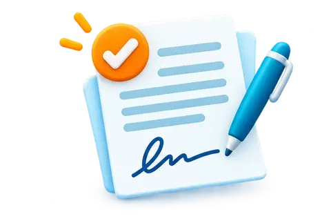 Illustrated signed work agreement